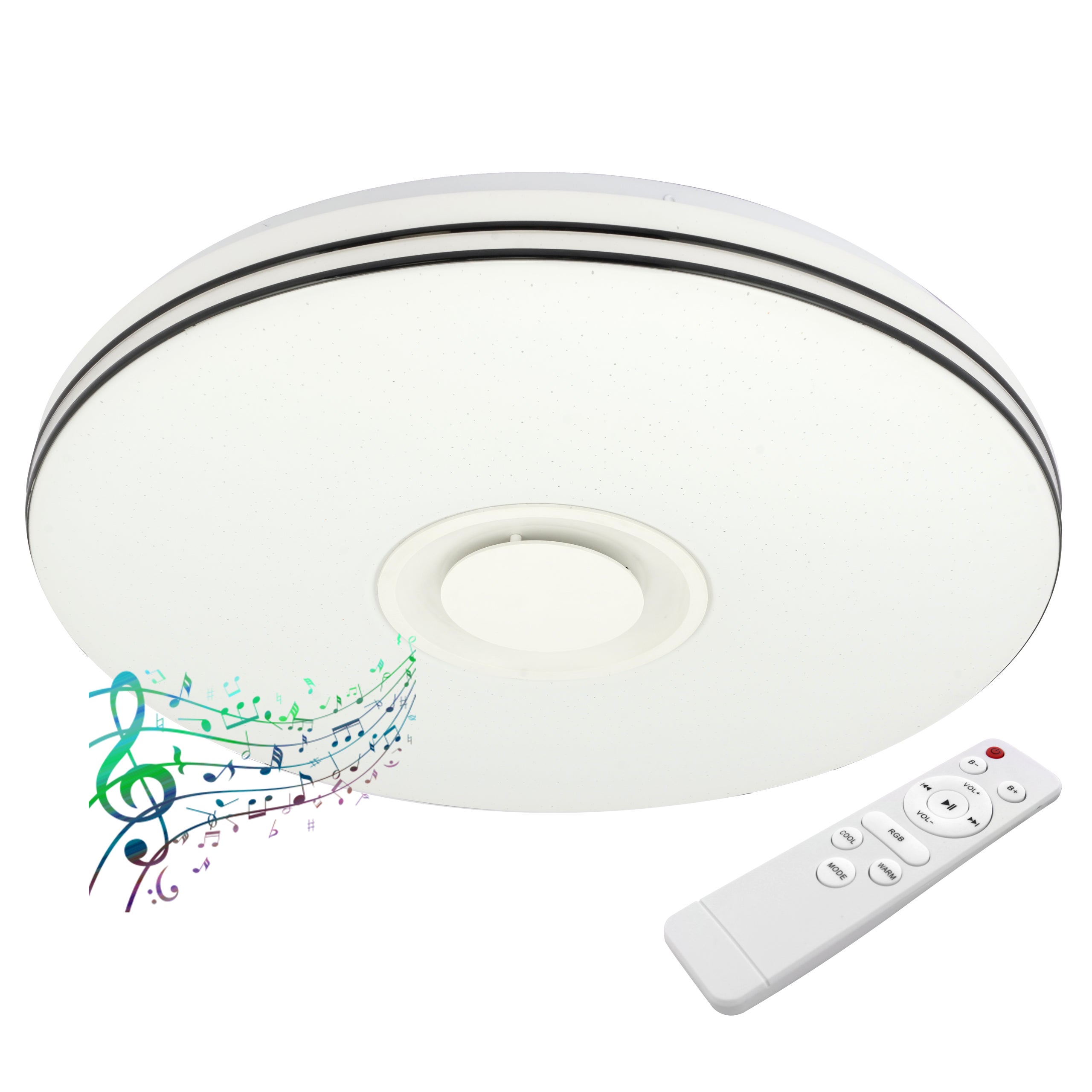 Plafon lampa LED Nevada 72W 50cm RGBW CCT z pilotem i głośnikiem biały MasterLED