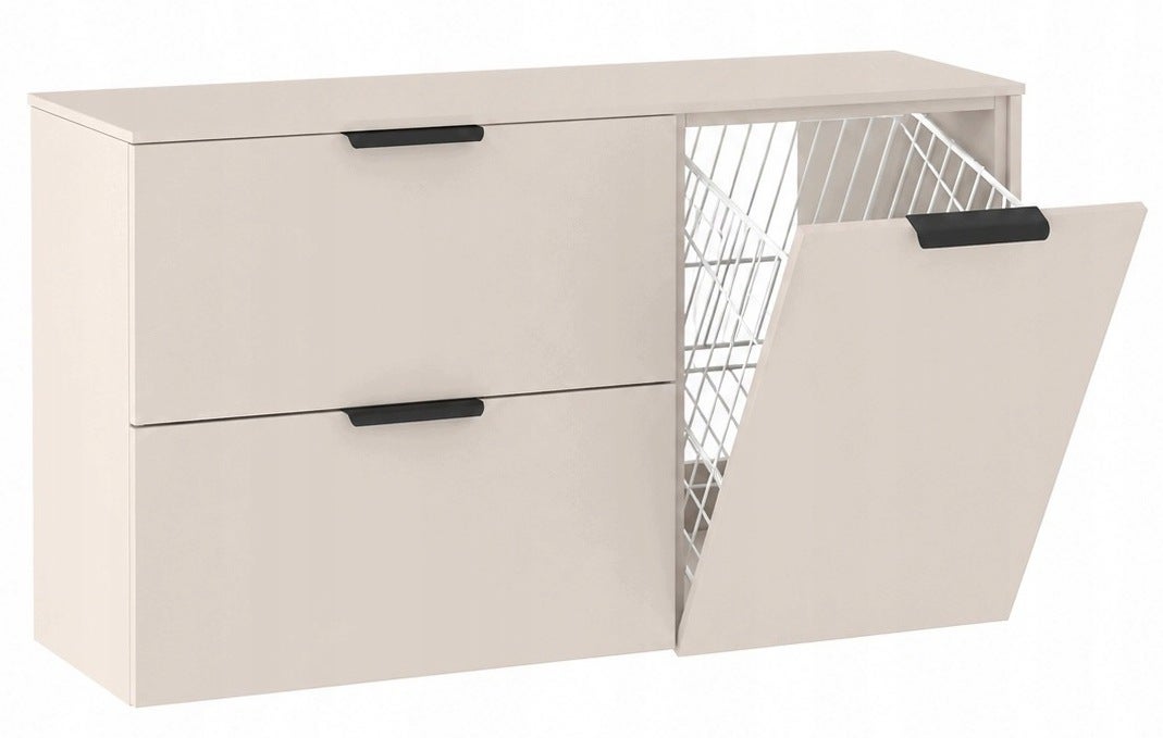 Szafka łazienkowa LUNA kaszmir 100 cm z blatem koszem 2 szuflady 60 + 40 cm