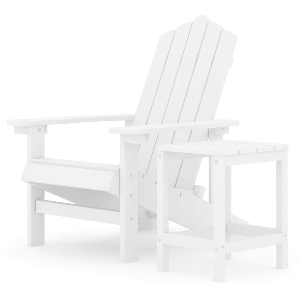 Krzesło Adirondack Ogrodowe HDPE ze Stolikiem Białe na Taras