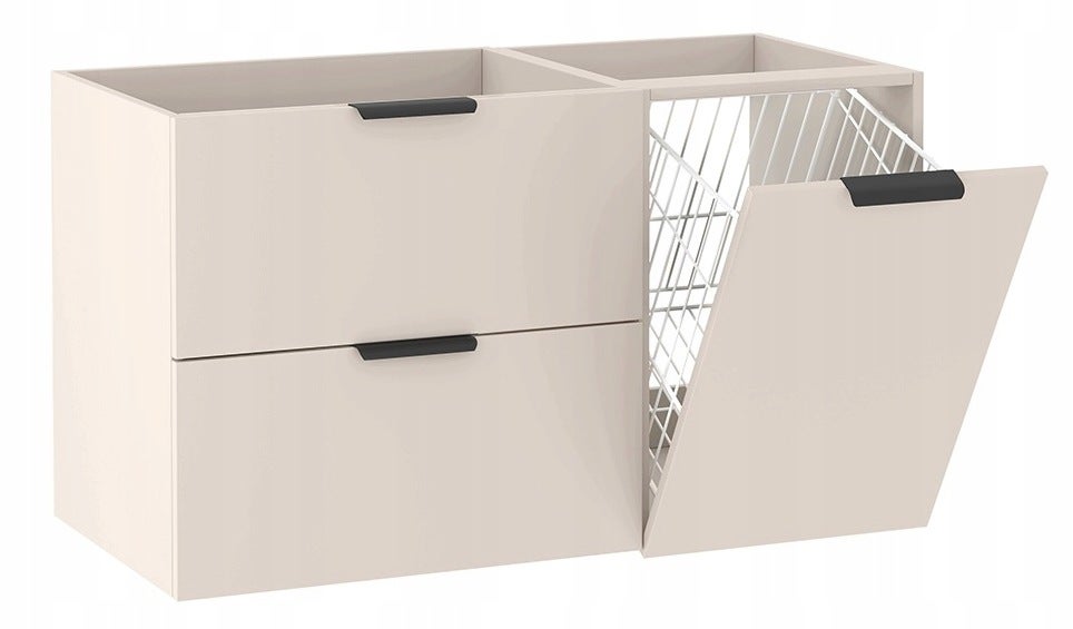 Szafka łazienkowa LUNA kaszmir 100 cm z koszem 2 szuflady 60 + 40 cm