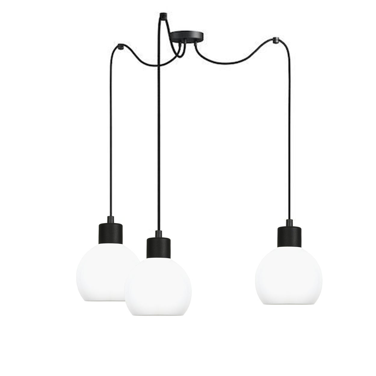 Lampa wisząca sufitowa pająk czarna MOKA białe klosze 3xE27 Edylit