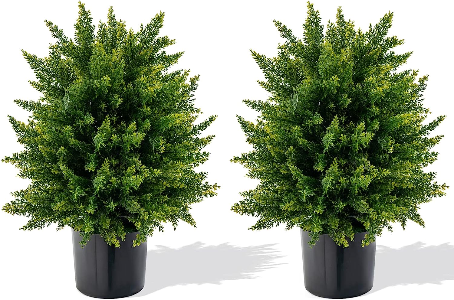 Zestaw 2 sztucznych roślin 55 cm, cedr, bukszpan, sztuczne drzewo z doniczką, sztuczna roślina dekoracyjna, rośliny zielone, zielona