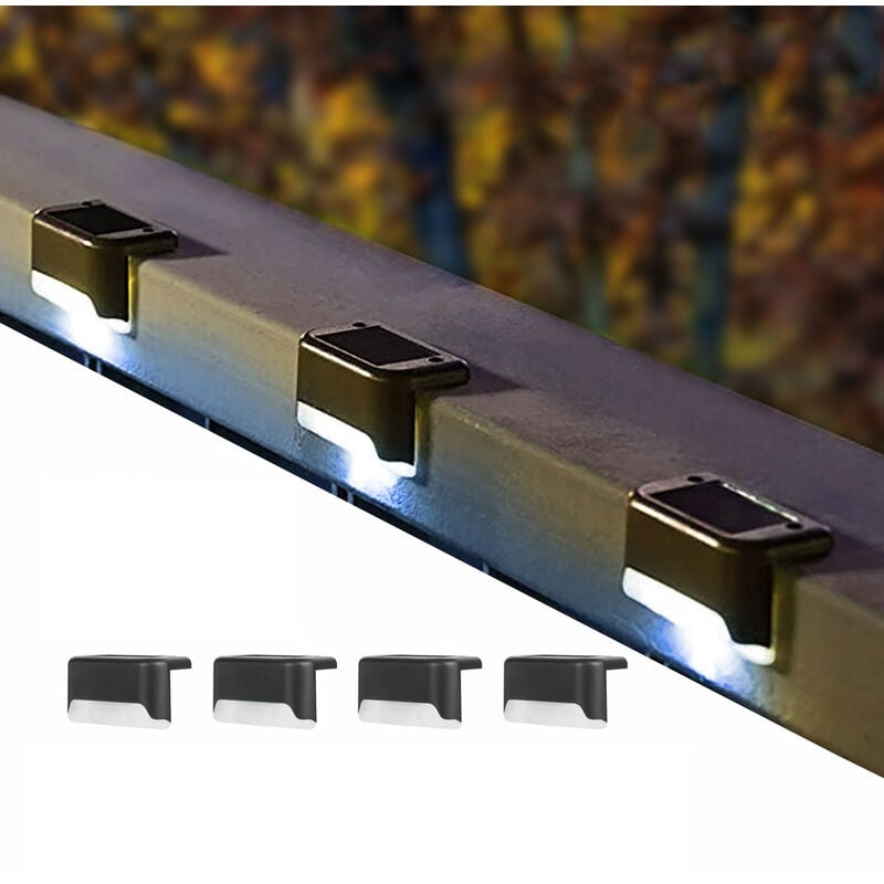 Lampy solarne na ogrodzenie, zestaw 4 lamp solarnych LED z czujnikiem koloru, oświetlenie dekoracyjne basenu, oświetlenie schodów, oświetlenie ogrodow