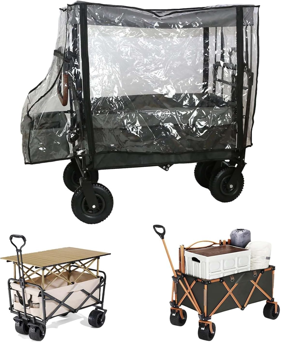 Przezroczysta osłona przeciwdeszczowa do wózka transportowego - 112 x 50 x 76 cm - Wielofunkcyjna - Przezroczysta - Osłona przeciwdeszczowa do wóz
