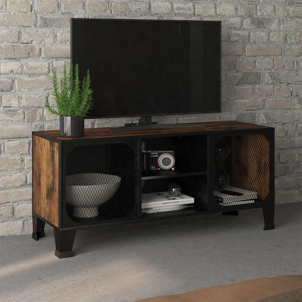 vidaXL Szafka telewizor, rustykalny brąz, 105x36x47cm, metal i MDF