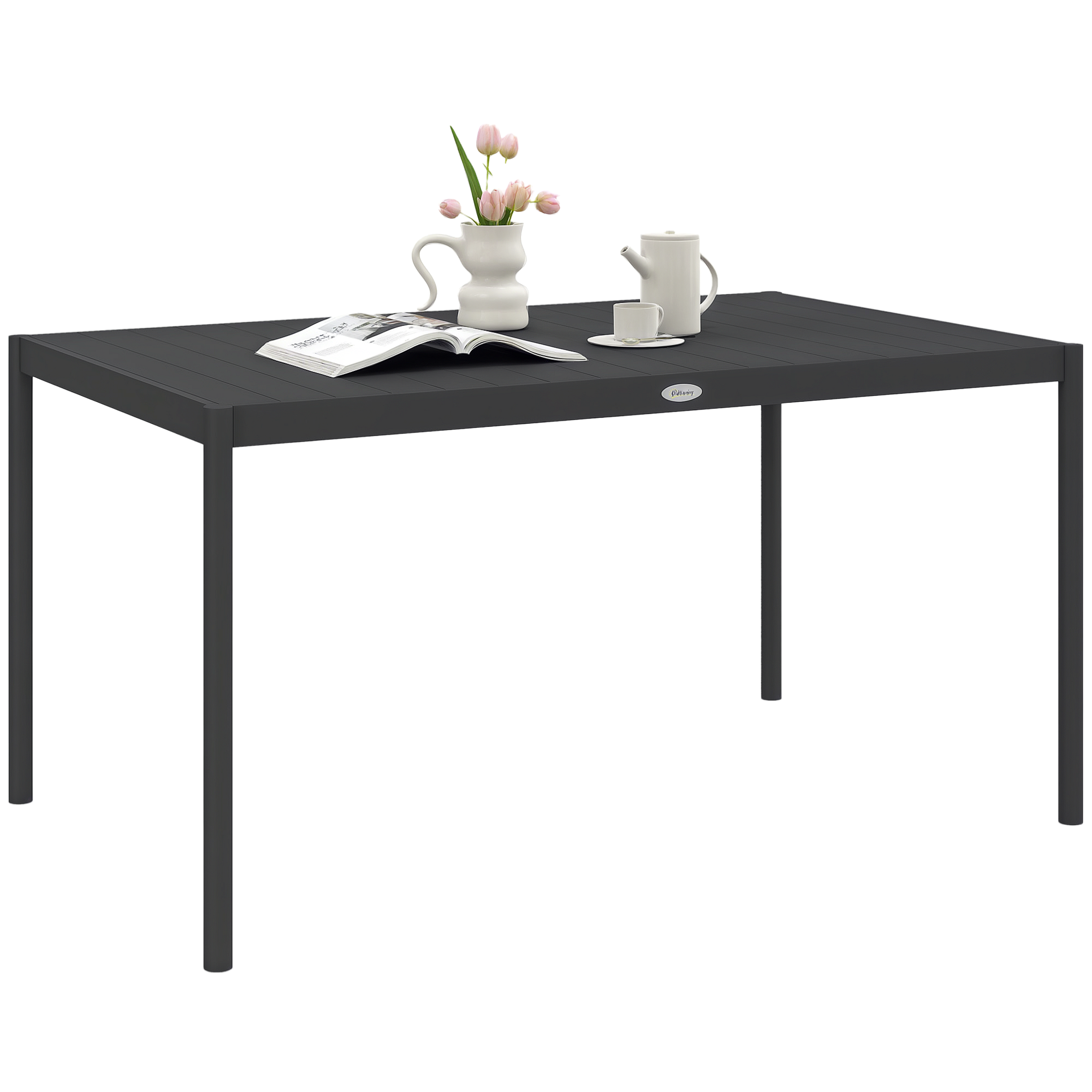 ljesttewkowy 6-Person stół ogrodowy w stal i aluminium, 145x90x74 cm, ciemnoszary