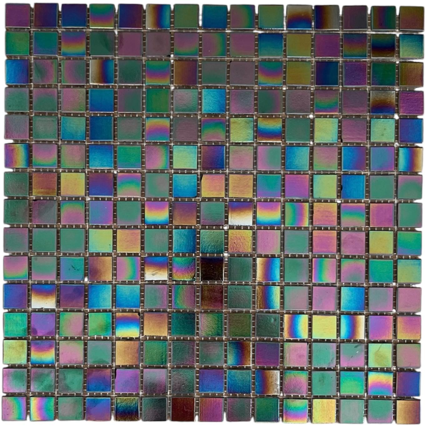 Mozaika ze szkła iryzującego na siatce 32,5 × 32,5 cm