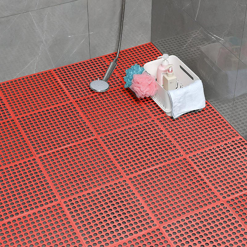 Czerwone płytki dywanowe do łazienki, 5 sztuk, antypoślizgowe płytki dywanowe pod prysznic, z otworami drenażowymi 30*30 cm