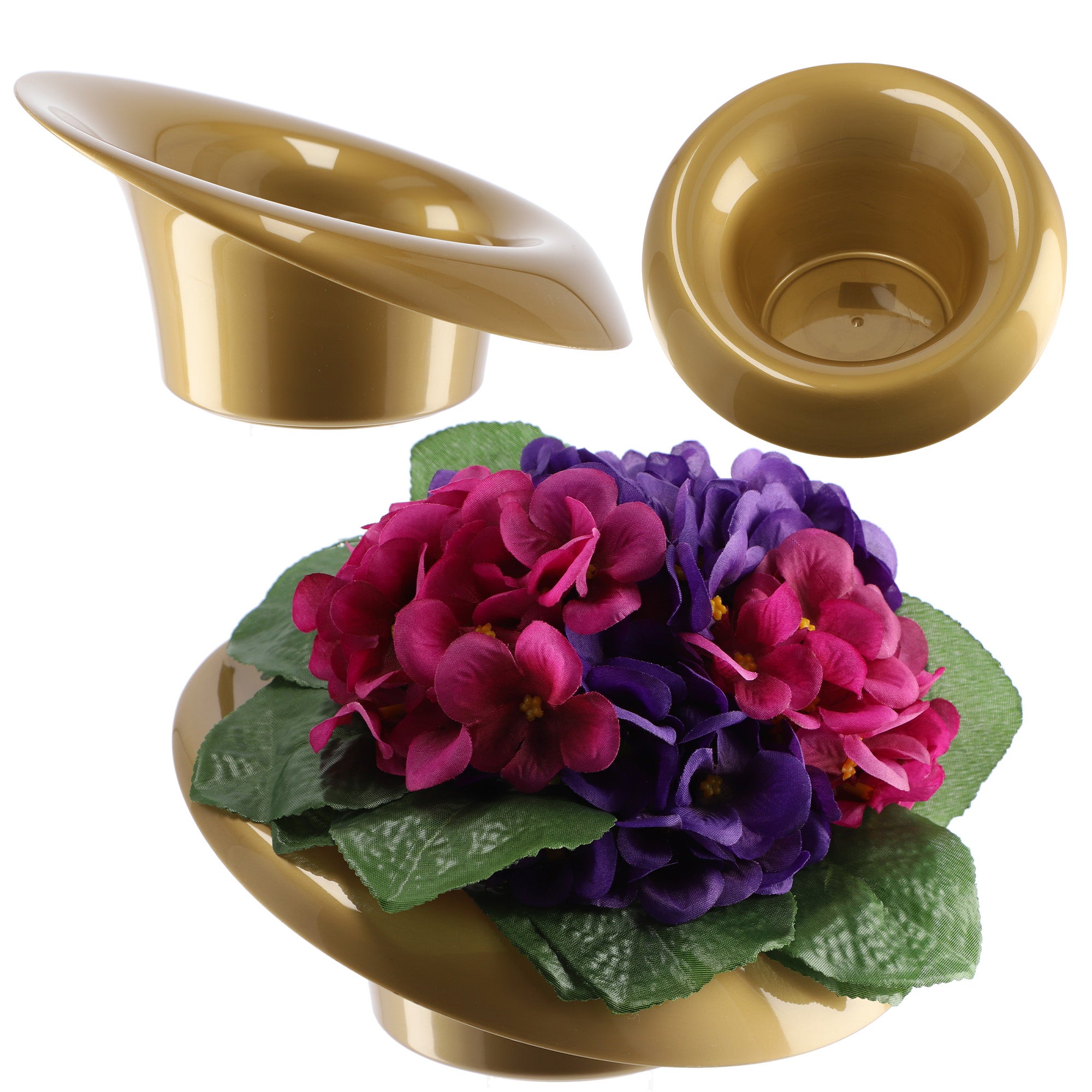 DONICZKA OSŁONKA DO KOMPOZYCJI KOMPOZYCJE STROIK BAZA IKEBANA ZŁOTA 12cm