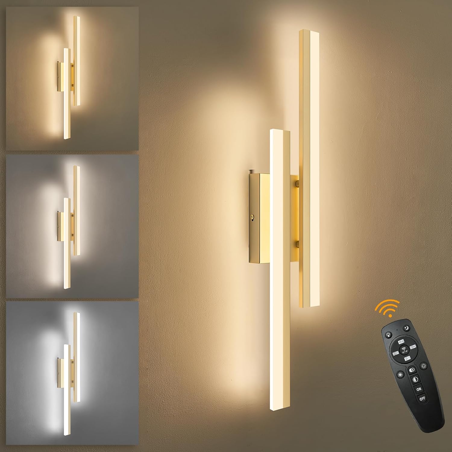 Kinkiet, lampa ścienna do sypialni, lampka nocna, mocowanie magnetyczne (bez wiercenia), USB, z regulacją jasności, 16 W