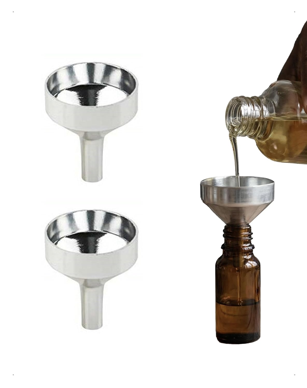 2-częściowy mini lejek aluminiowy, małe, wielokrotnego użytku, wielofunkcyjne lejki do napełniania butelek, przelewów, płynów, perfum, olejków, emulsj