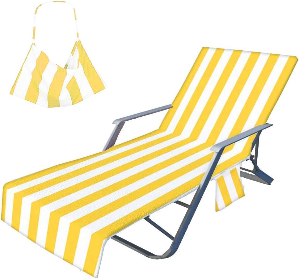 Pokrowiec na leżak plażowy 75x210 cm, ręcznik plażowy z kieszeniami do przechowywania, składany i lekki ręcznik z mikrofibry na leżak
