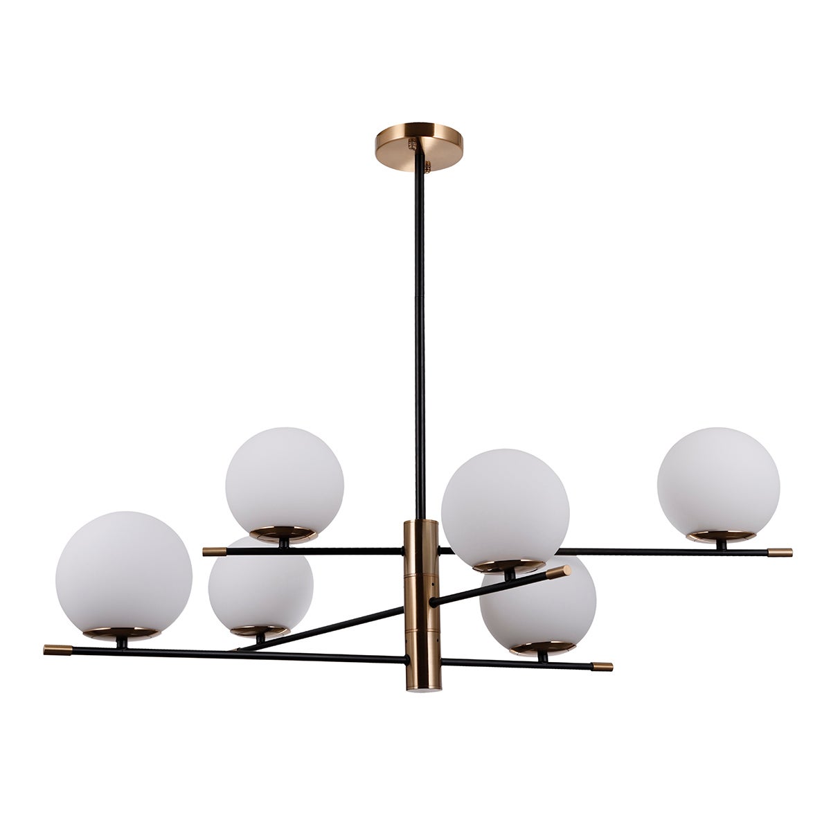 Lampa wisząca białe kule Stelia czarna 6xE14x5W metal wym:74x86x86cm IP20 Italux