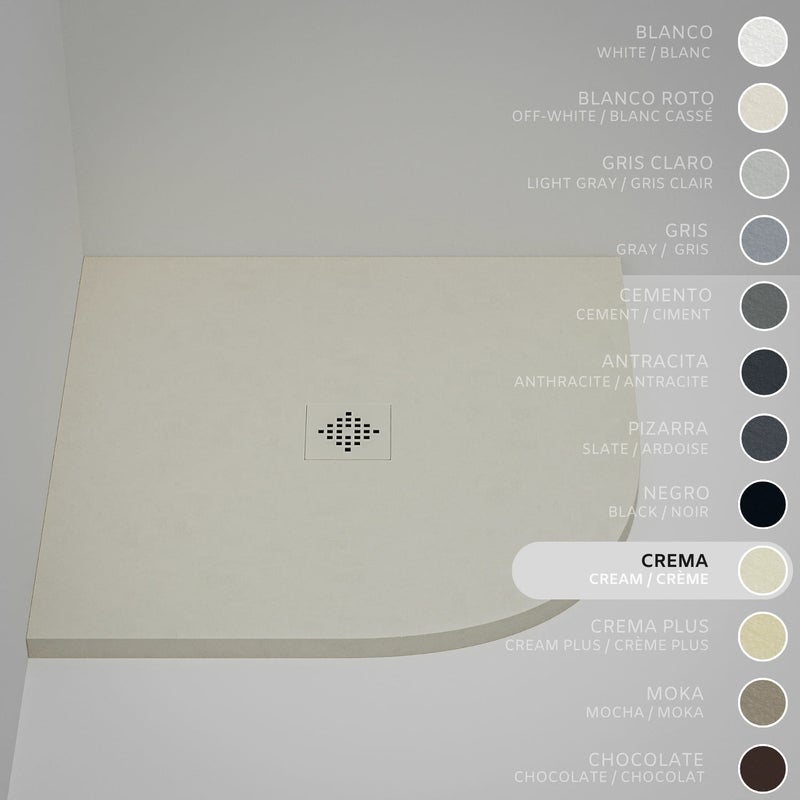 Brodzik półokrągły SOULHOME Żywica i Konglomerat Mineralny Antypoślizgowy 90x90 cm Kremowy - Kratka ten sam kolor