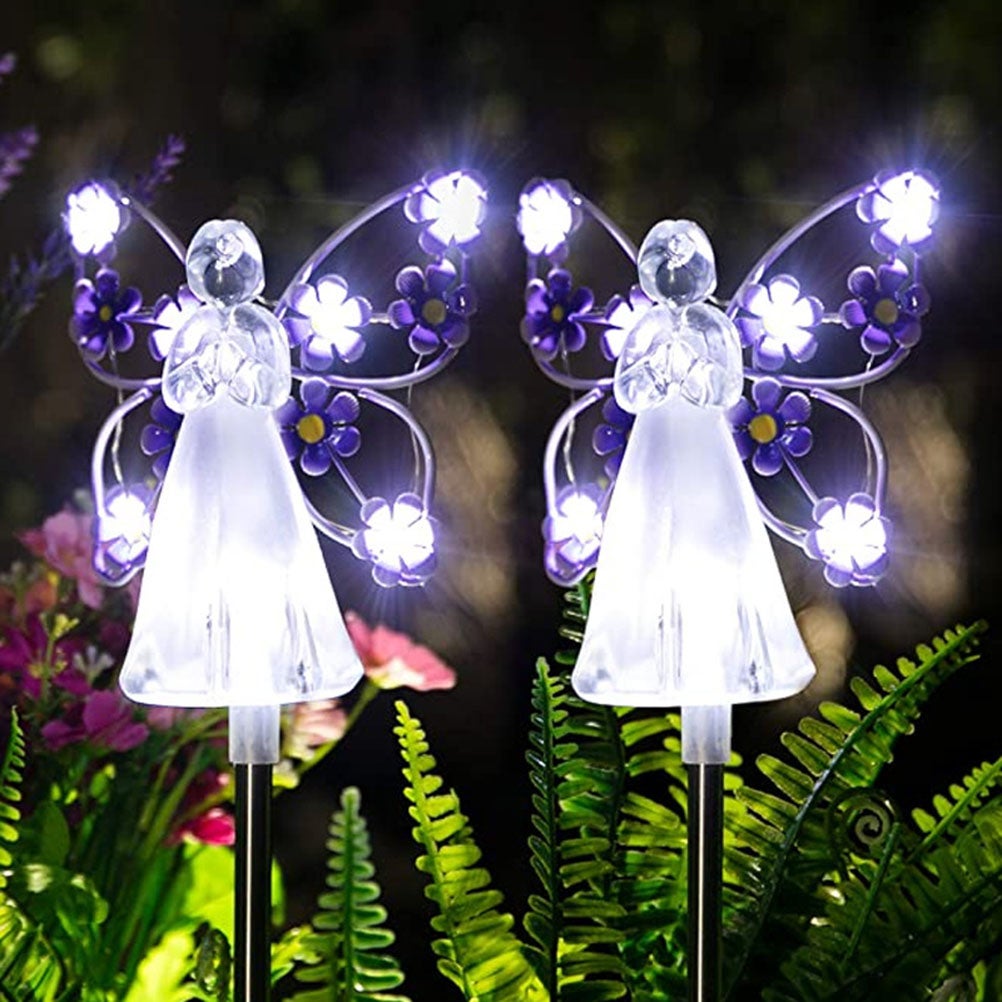 Zestaw 2 anielskich lamp solarnych, solarnych lamp ogrodowych LED, zewnętrzna dekoracja ogrodu, wodoodporne lampy solarne na Halloween i Boże Narodzen