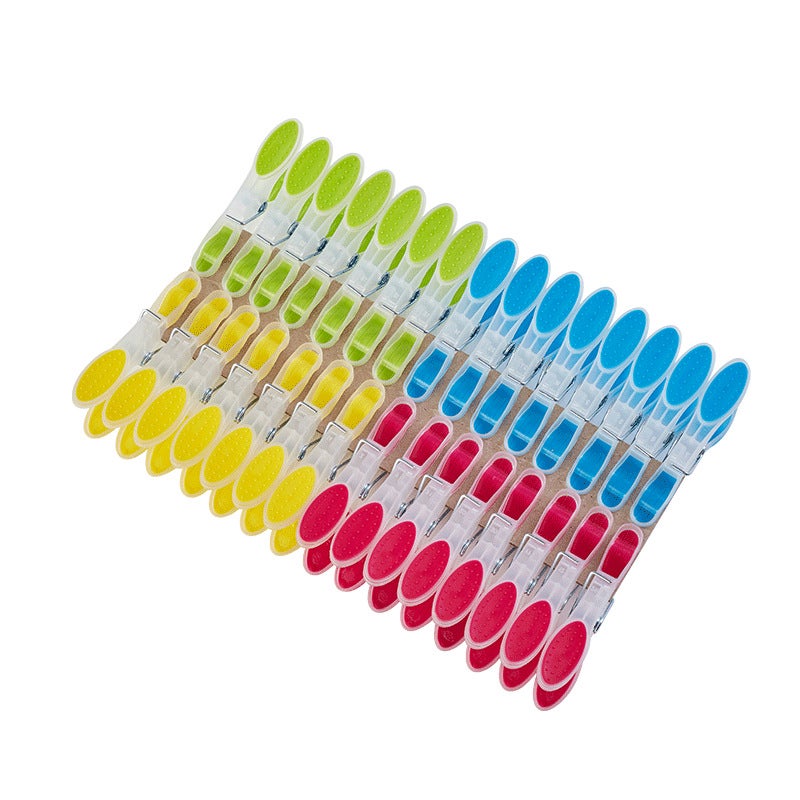 Zestaw 30 spinaczy do bielizny z miękkim uchwytem, ocynkowaną sprężyną, z wielokolorowego plastiku, 4 x 1,5 x 8,5 cm.