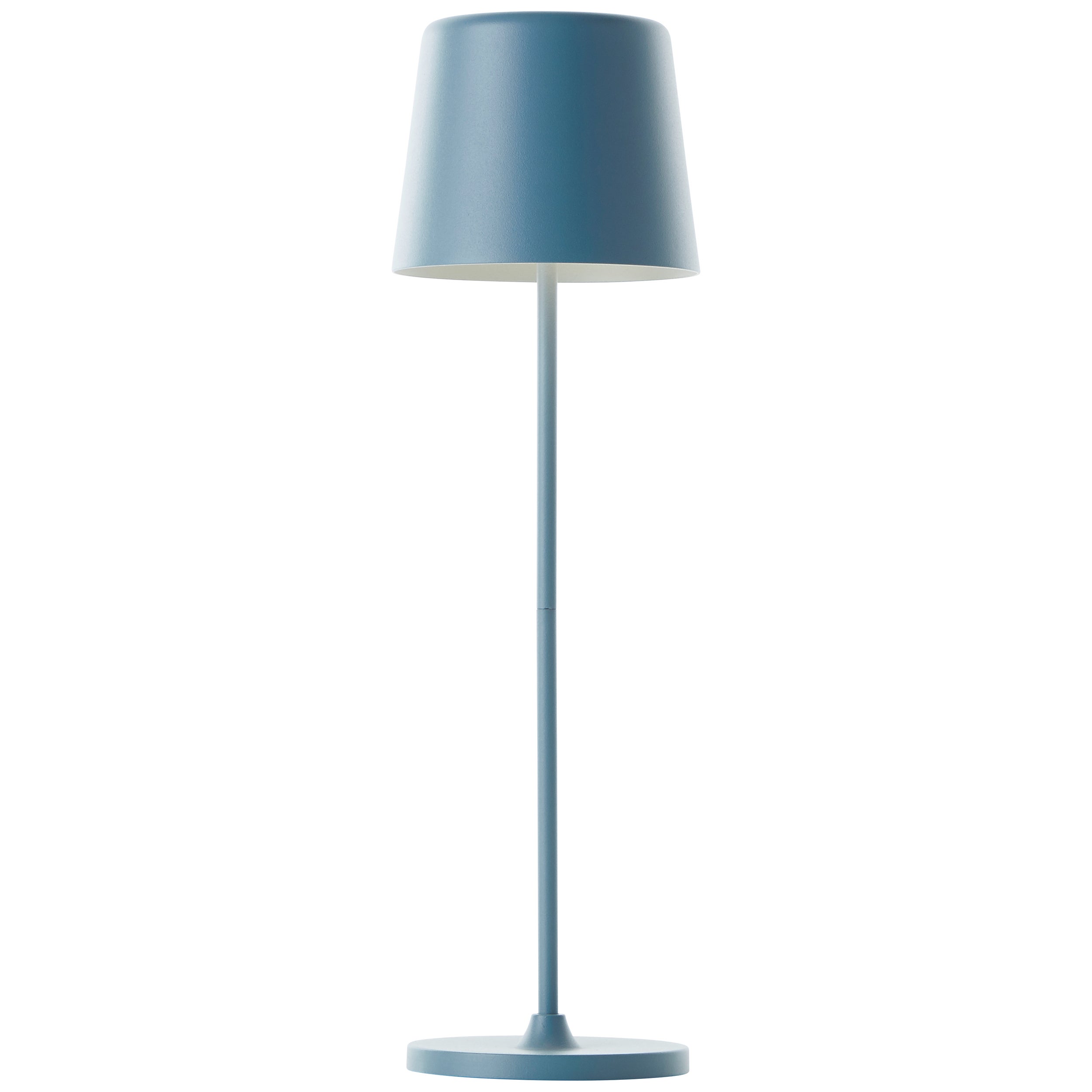 Lampa stołowa ogrodowa LED Brilliant Kaami, 37 cm, jasnoniebieska, metal/drewno, zintegrowana dioda LED 2 W