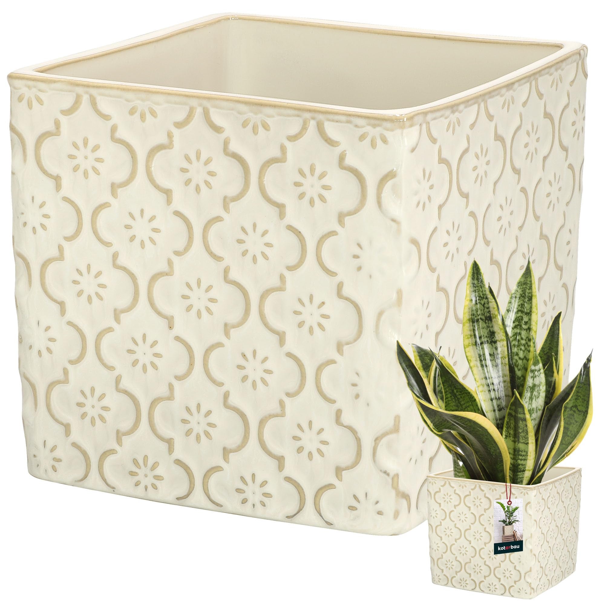 Doniczka vintage 13x13 cm ceramiczna donica osłonka na kwiaty zioła rośliny - KOTARBAU