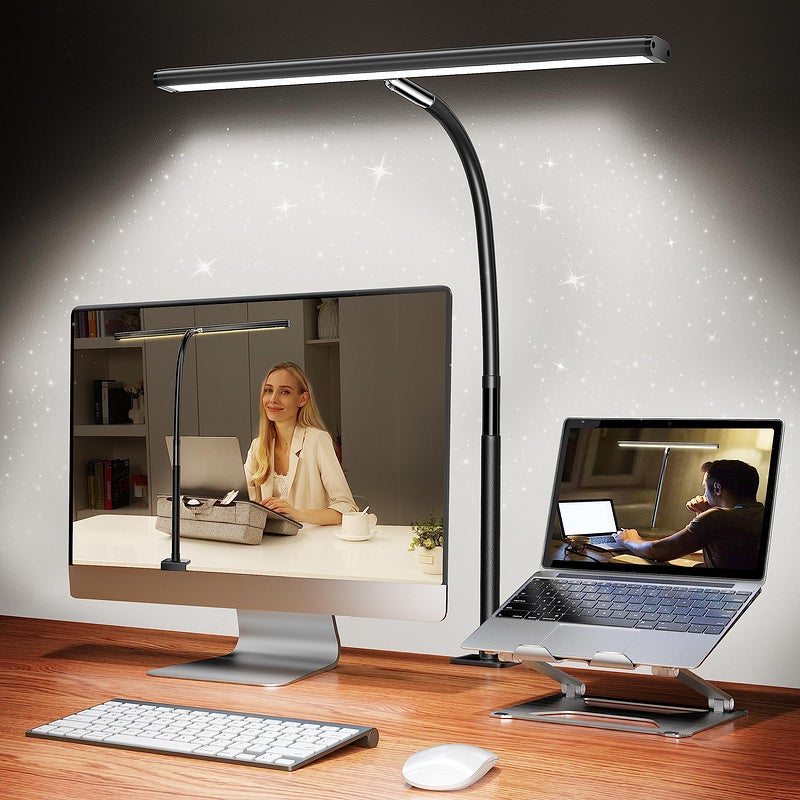 Lampka biurkowa LED Lampka z klipsem USB lampka stołowa architekta elastyczna lampka z trybami kolorów i poziomami jasności do nauki pracy rysowania