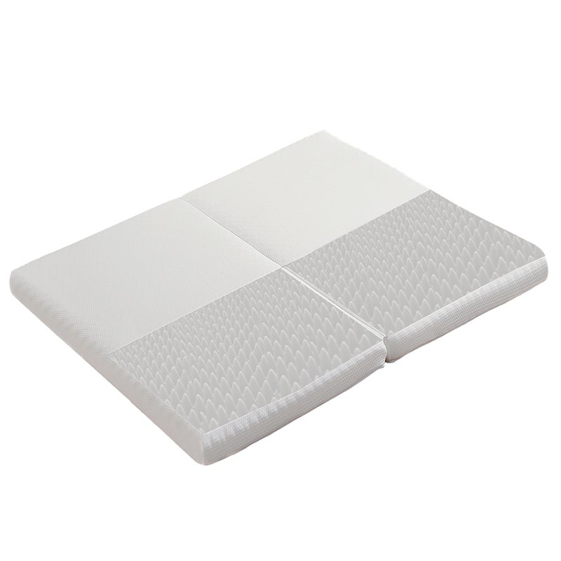 Materac składany 140 x 200 cm, pianka o grubości 10 cm - gąbka 23D - certyfikat Oeko-Tex - biały pokrowiec + biała gąbka