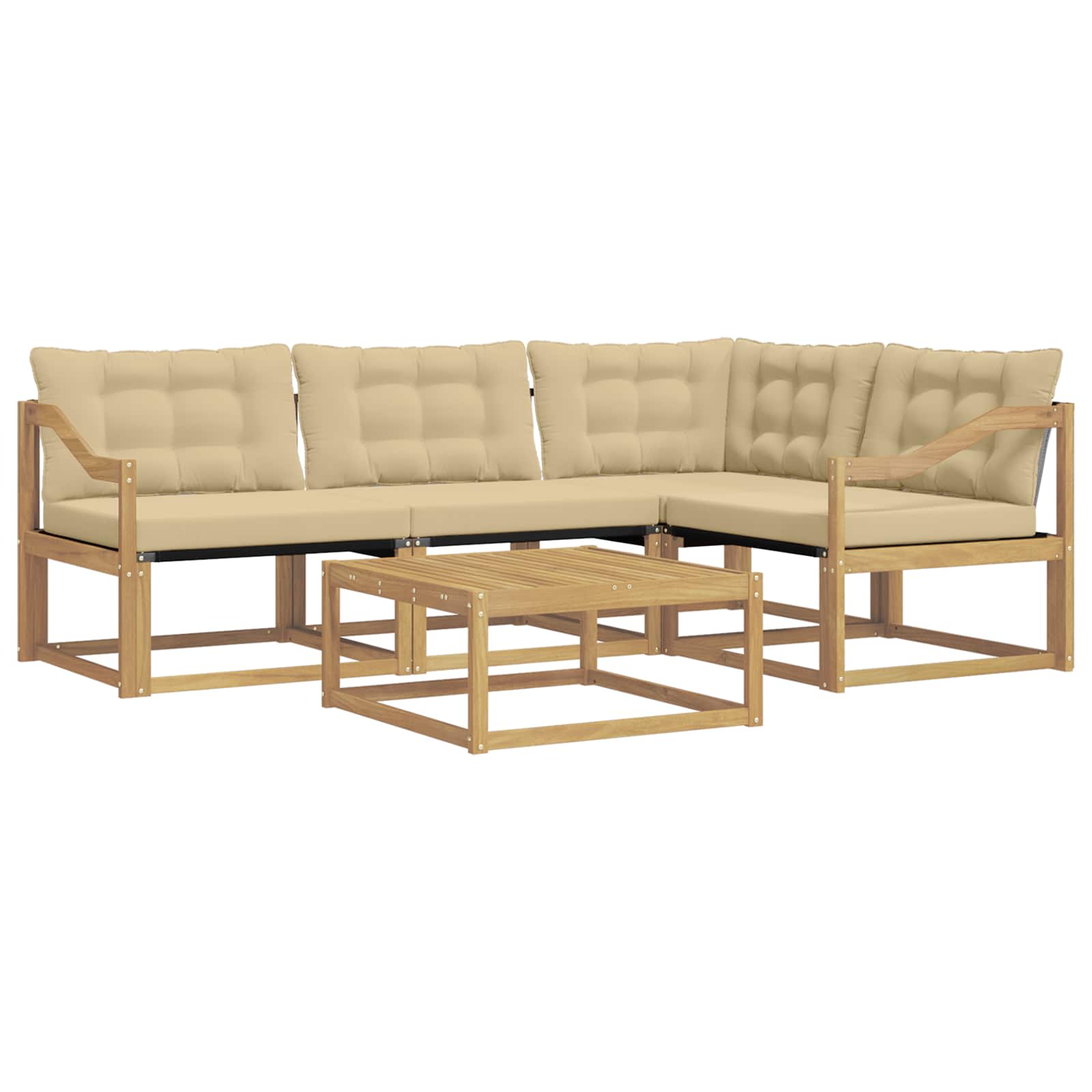 Zestaw sof na zewnątrz 5 pcs Biały i Beżowy 79 x 79 x 37 cm