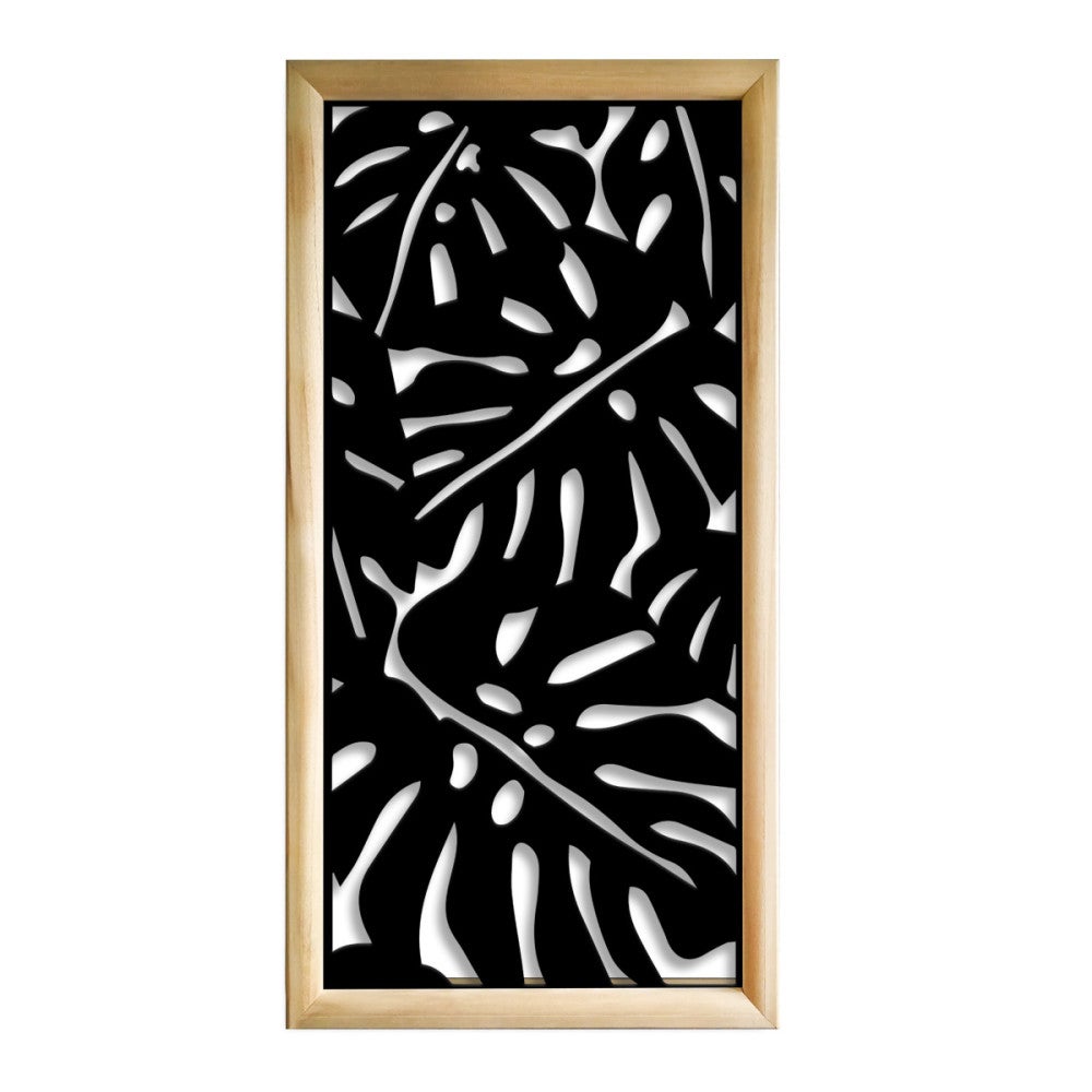PHILODENDRON - Prostokątne moduły dekoracyjne z drewna i PCV - Rozmiar 73x148 cm - Grubość 64 mm - Kolor wewnętrzny CZARNY