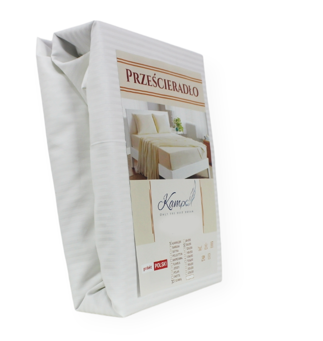 Kam-Pol prześcieradło hotelowe z gumką pasek 4 mm biały 140x220 cm
