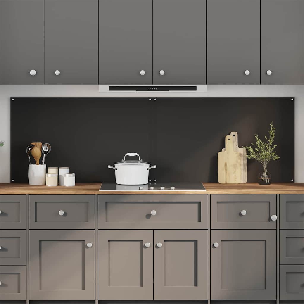 Panel kuchenny 2 pcs Czarny 100 x 60 cm szkło hartowane vidaXL