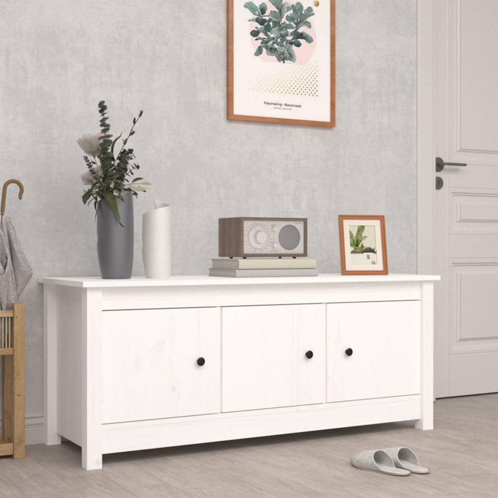 Szafka na buty, biała, 110x38x45,5 cm, lite drewno sosnowe vidaXL