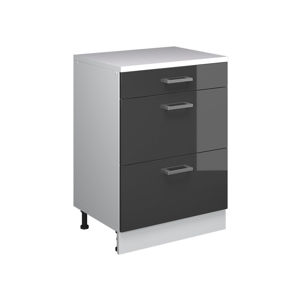 Vicco Komoda rozszerzająca Rion, Antracyt połysk/Biały, 60 x 46 cm bez skosu z 3 szufladami