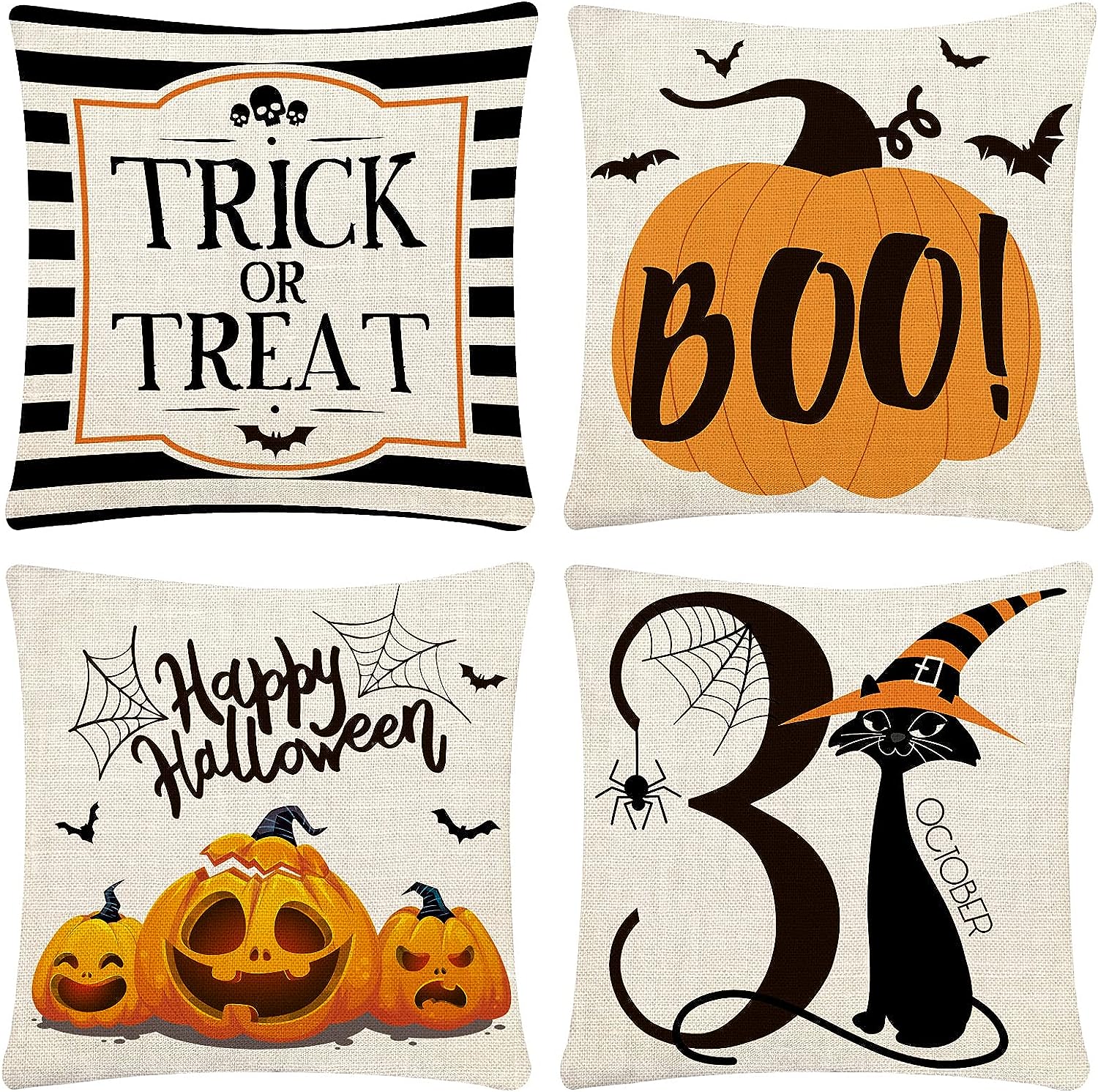Poszewki na poduszki Halloween zestaw poszewek na poduszki Trick or Treat Happy Halloween lniana sofa łóżko rzucać poszewka na poduszkę dekoracja