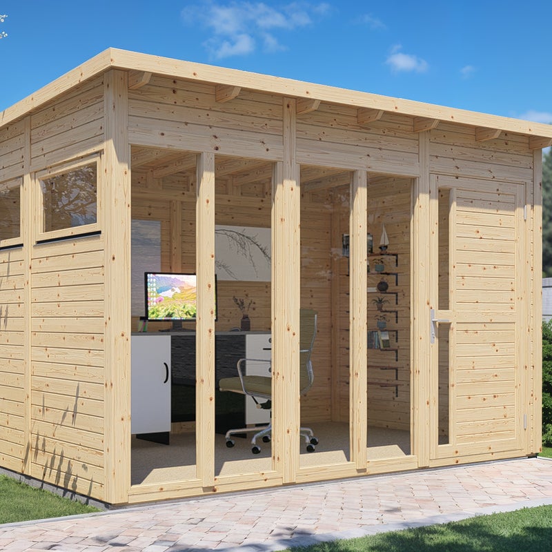 Domek ogrodowy BERTILO Pentus 3 Office z podłogą, ściany 19 mm, niepomalowany