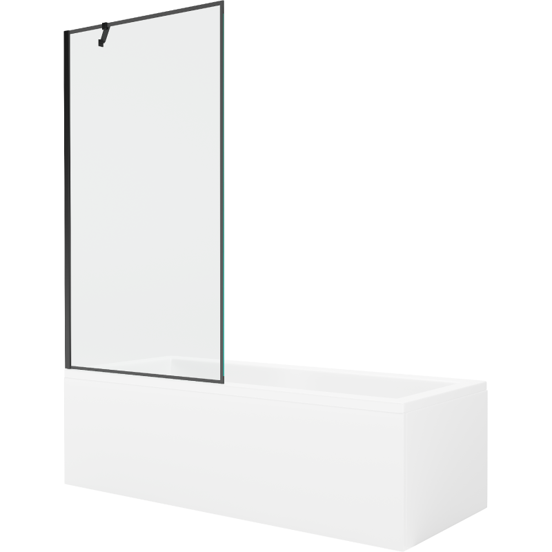 Mexen Cubik wanna prostokątna 170 x 70 cm z obudową i parawanem 1-skrzydłowym 90 cm, czarny wzór - 550317070X9509007070
