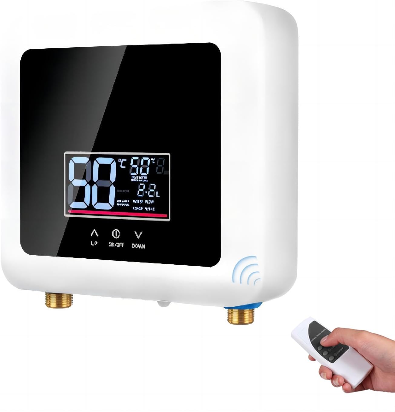 Podgrzewacz wody przepływowy bez zbiornika KPW 7500W 220V, odpowiedni do pryszniców, łazienek, kuchni, kamperów, czarny (40A + kabel 4 mm²).