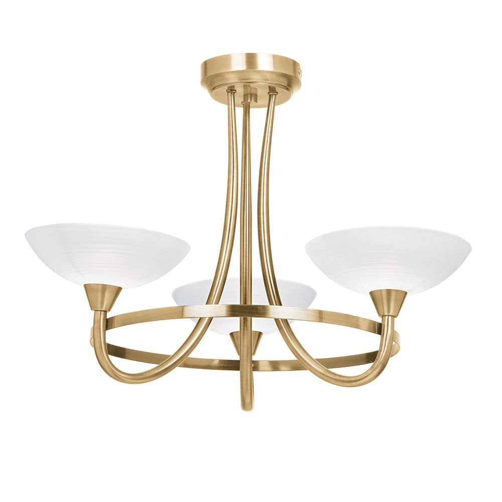Lampa sufitowa nowoczesna 3-ramienna antyczna mosiężna szklane klosze 3xG9 33W CAGNEY Endon