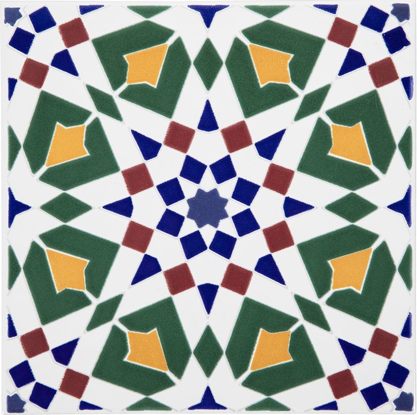 Cerames – marokańskie płytki ceramiczne 20×20 cm "Tanger" – opakowanie 12 szt. (0,48 m²) – orientalne motywy.
