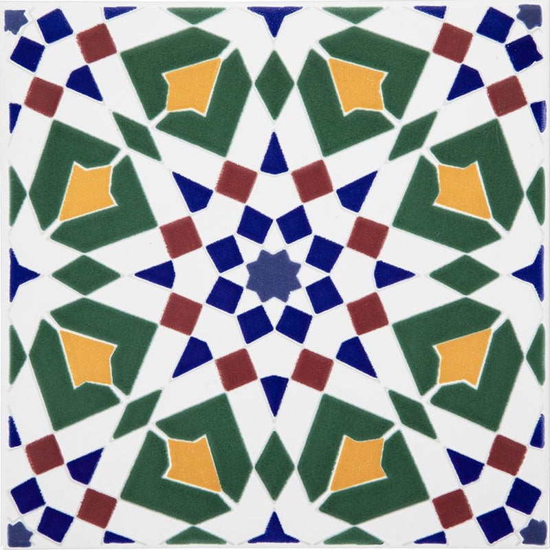 Cerames – marokańskie płytki ceramiczne 20×20 cm "Tanger" – opakowanie 12 szt. (0,48 m²) – orientalne motywy.