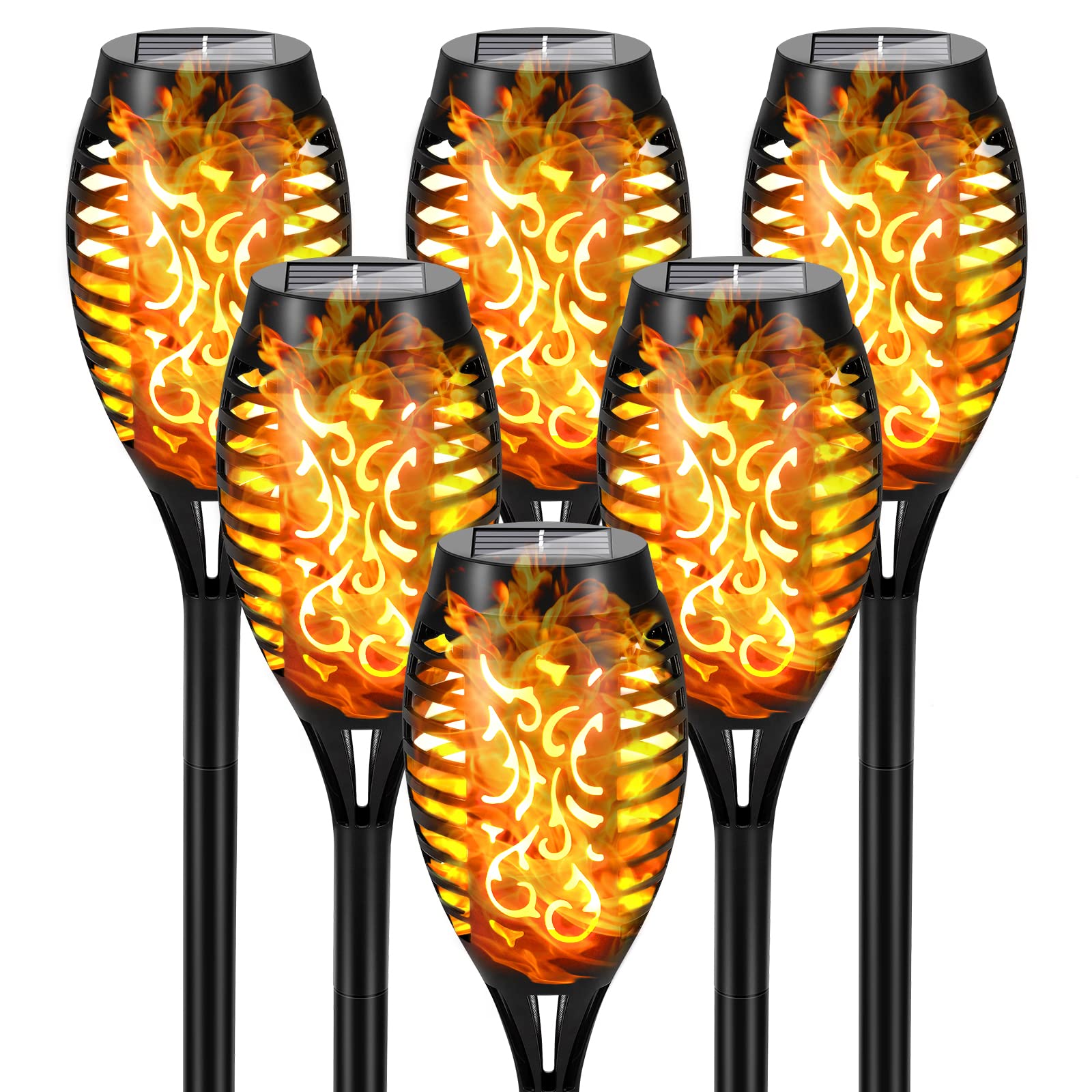Solarny Torch Light: 6 szt. wodoodporny efekt płomienia ogród Lights