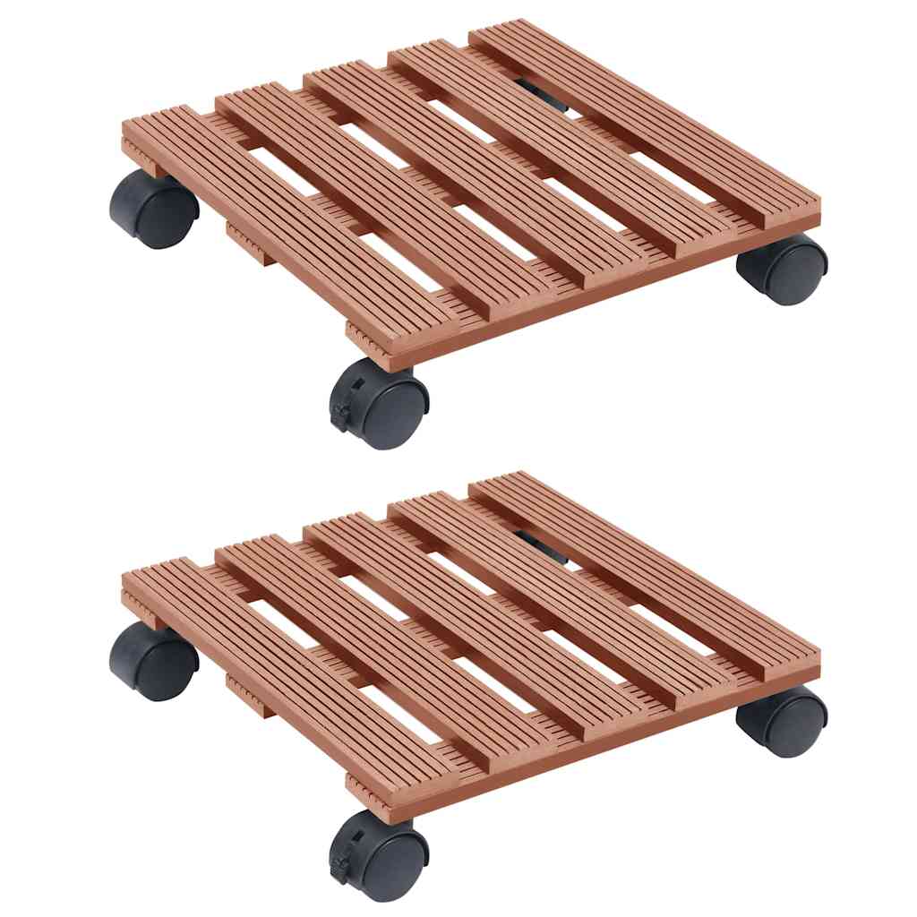 2x Stojak na Kółkach pod Donice 30 cm WPC Brązowy