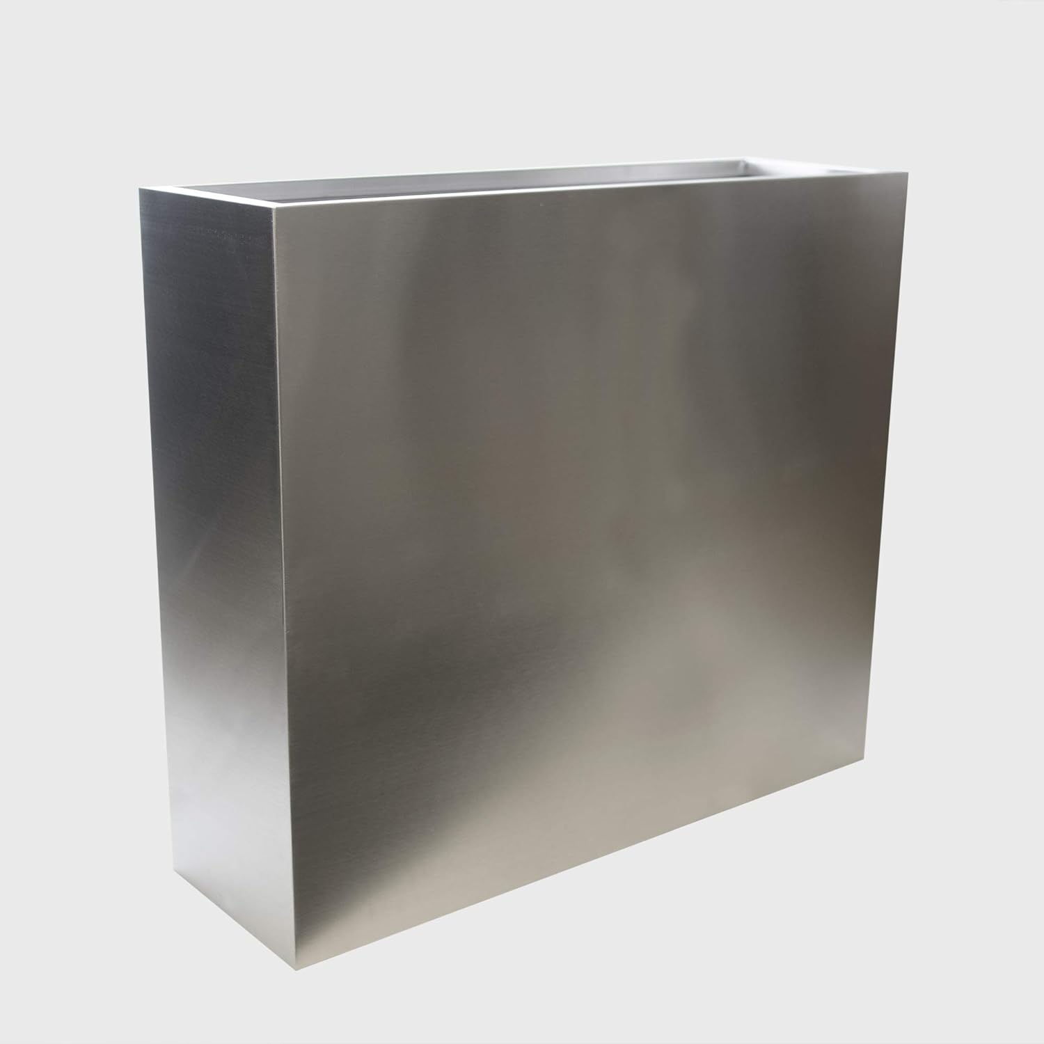 Köhko® designerska podwyższona grządka ze stali nierdzewnej Viva 81 x 26 x 68 cm | matowa szczotkowana rynna na rośliny kwadratowa i duża