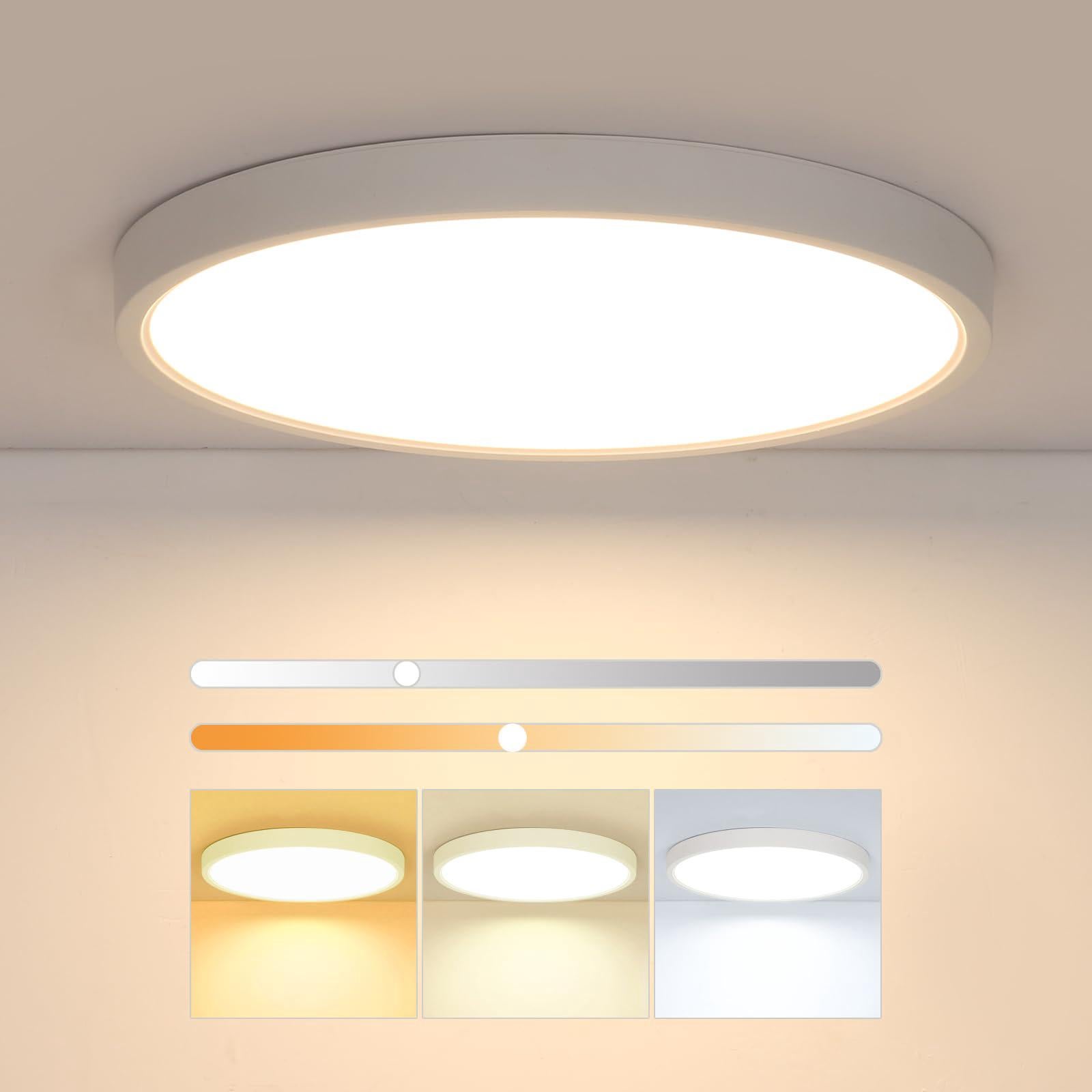Regulowana lampa sufitowa LED o średnicy 30 cm, 24 W, do sypialni, IP44, 3000 K-6500 K, 2160 lm. Do kuchni, sypialni, przedpokoju, łazienki.