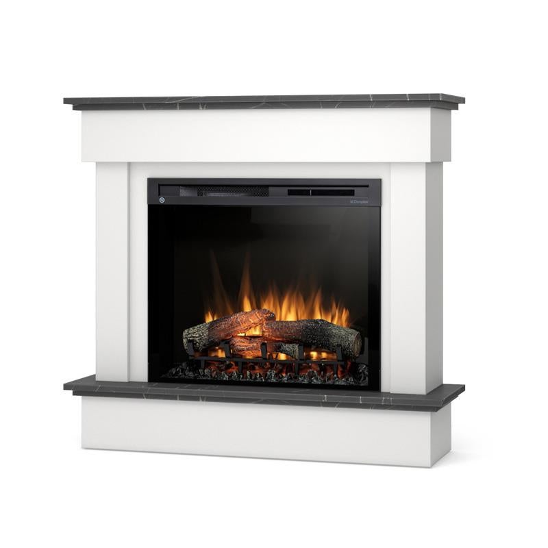 Kominek elektryczny ścienny 28" XHD 1400W LED efekt ognia biały mat, marmur czarny Warmtec Tormes