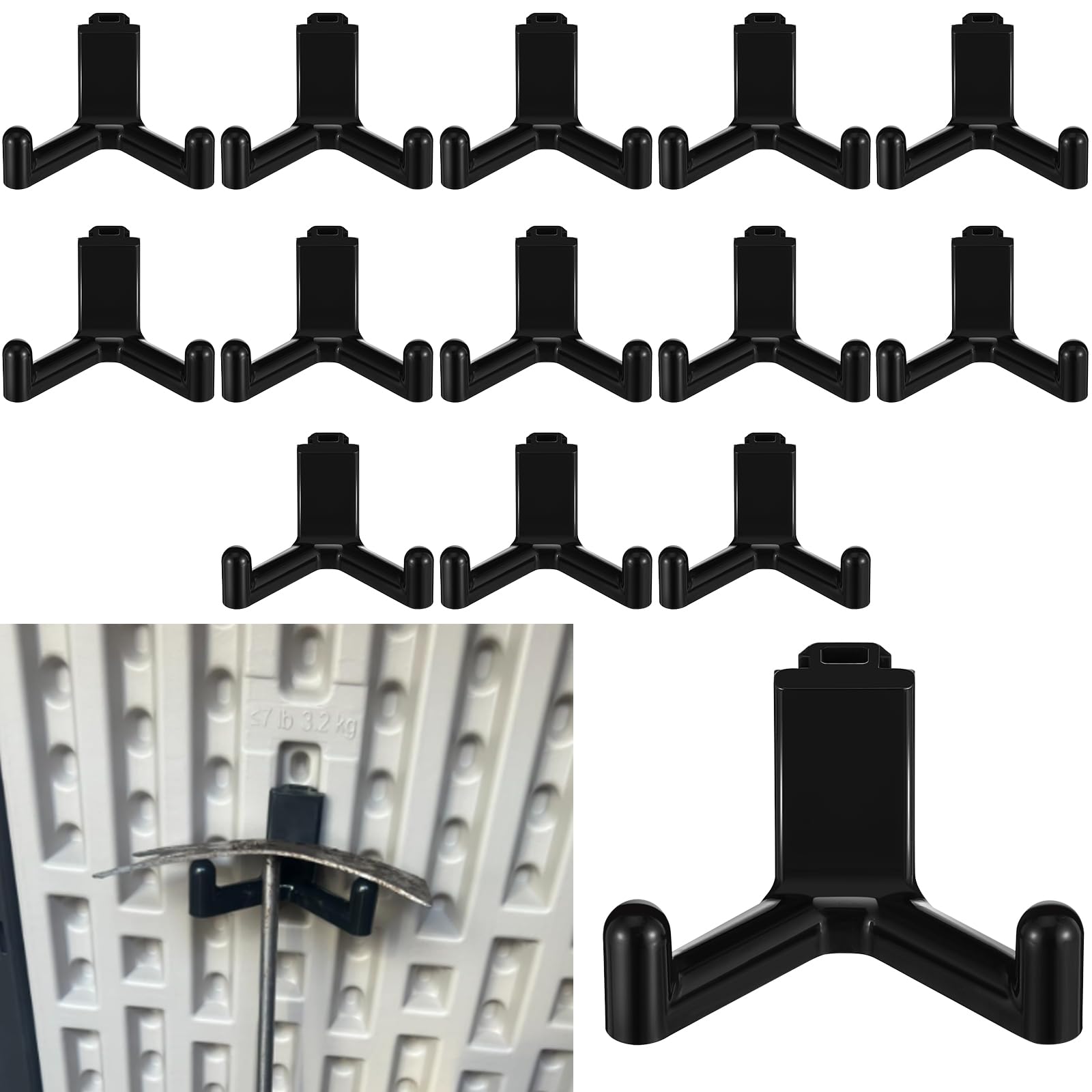 15 szt. plastikowe haczyki narzędziowe ABS do akcesoriów szop,适用于Lifetime Shed 60305 60118 60127 60138 60141 itp.(czarne)