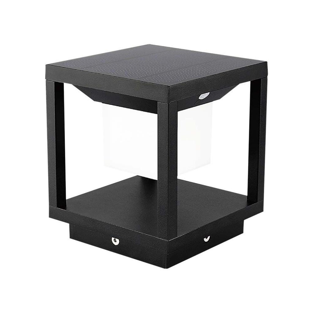 Kwadratowa lampa podłogowa LED zasilana energią słoneczną, 2 W, z czujnikiem ruchu, czarna, 3000 K, IP65