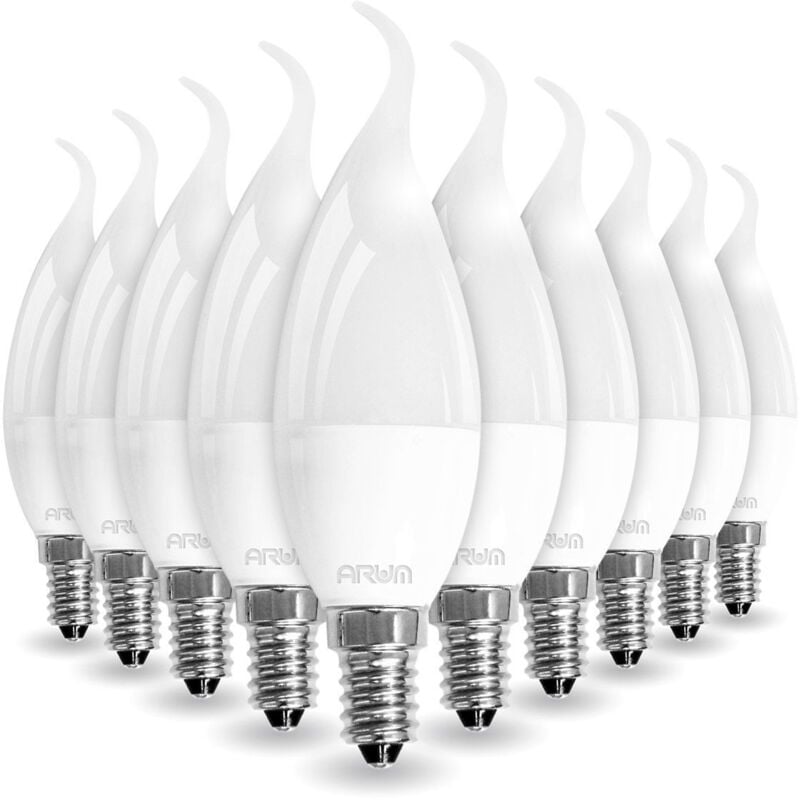 Zestaw 10 żarówek LED E14 Płomień 5W Odpowiednik 40W Temperatura barwowa: Neutralna biel 4000K