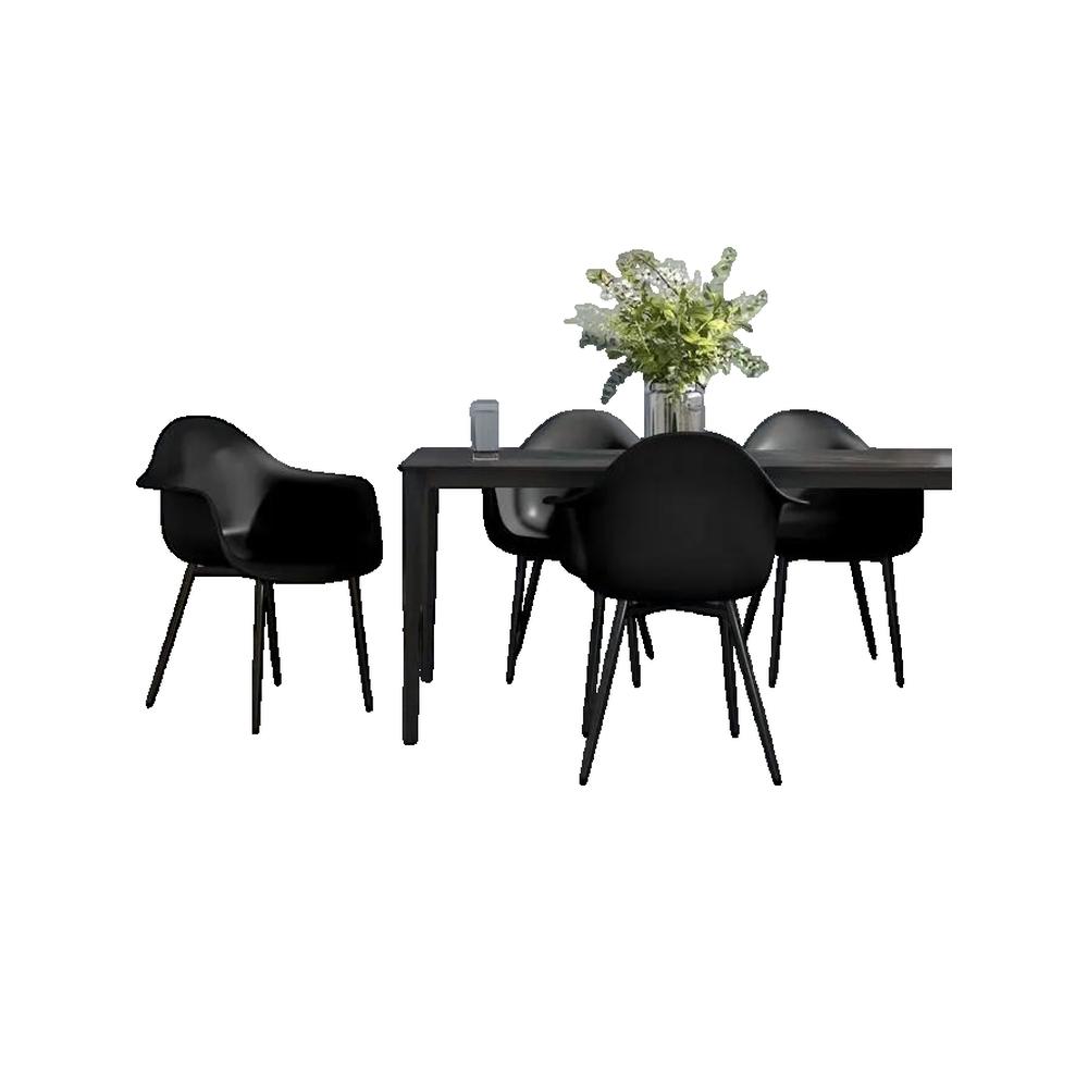 Krzesła do jadalni vidaXL zestaw 4 czarne minimalistyczny design łatwe do czyszczenia