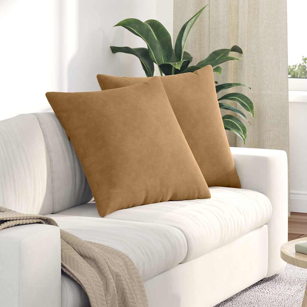 Poduszki na sofę 2 pcs Brązowy 80 x 80 cm Tkanina sztruksowa vidaXL