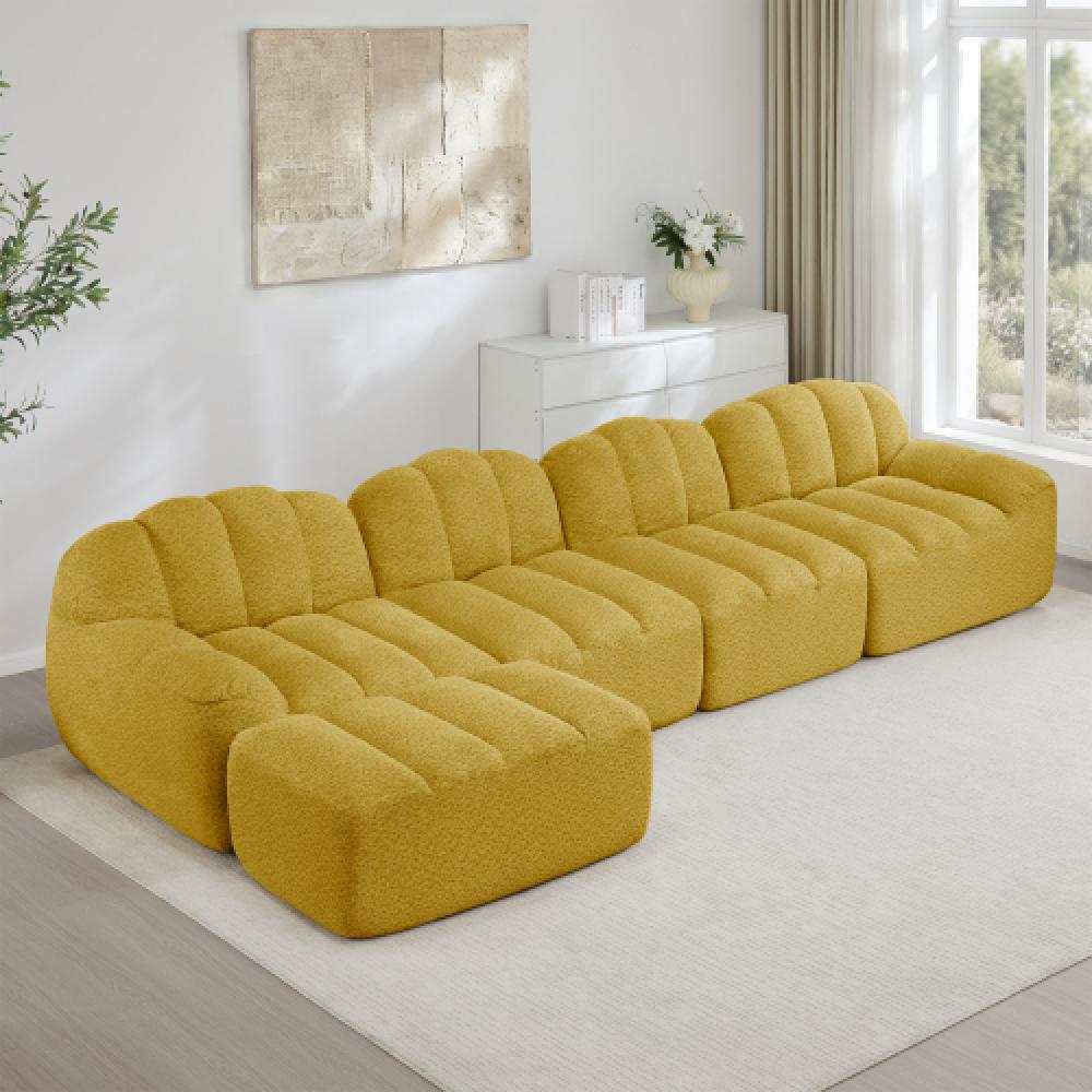 Modułowa sofa 4-osobowa w stylu muszli z głębokimi poduszkami, odpowiednia do salonów i mieszkań, nie wymaga montażu