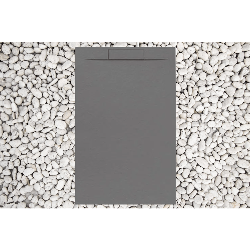 Brodzik 80x135 cm Szary RAL 7037 Vulcano Line PLUS z żywicy i proszku marmurowego z kratką boczną MARMORESINA - FRASCIO