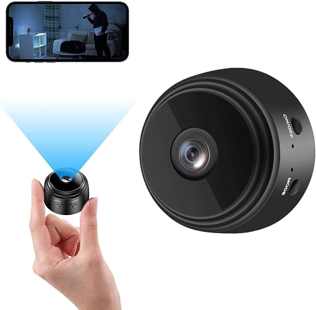 Kamera WiFi 1080P Mini Kamera do monitoringu wewnętrznego/zewnętrznego bezprzewodowa z zapisem, ukryty mikrofon, rejestrator kamery, niewidoczna kamer